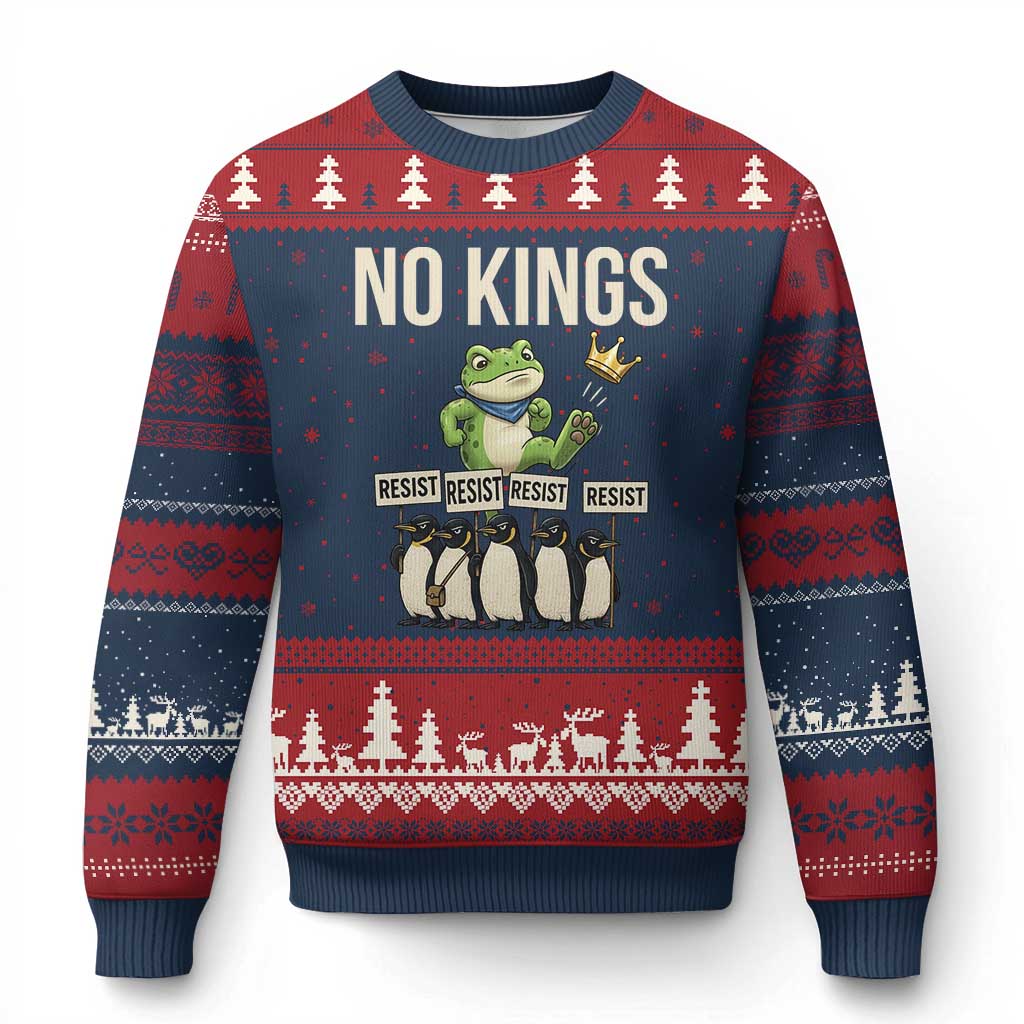Resist Frog Ugly Christmas Sweater No Kings Funny Portland Protest ICE Activist Meme - Wonder Print Shop