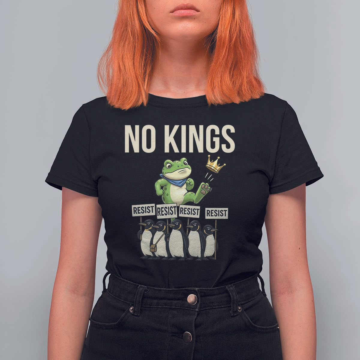 Resist Frog T Shirt For Women No Kings Funny Portland Protest ICE Activist Meme - Wonder Print Shop