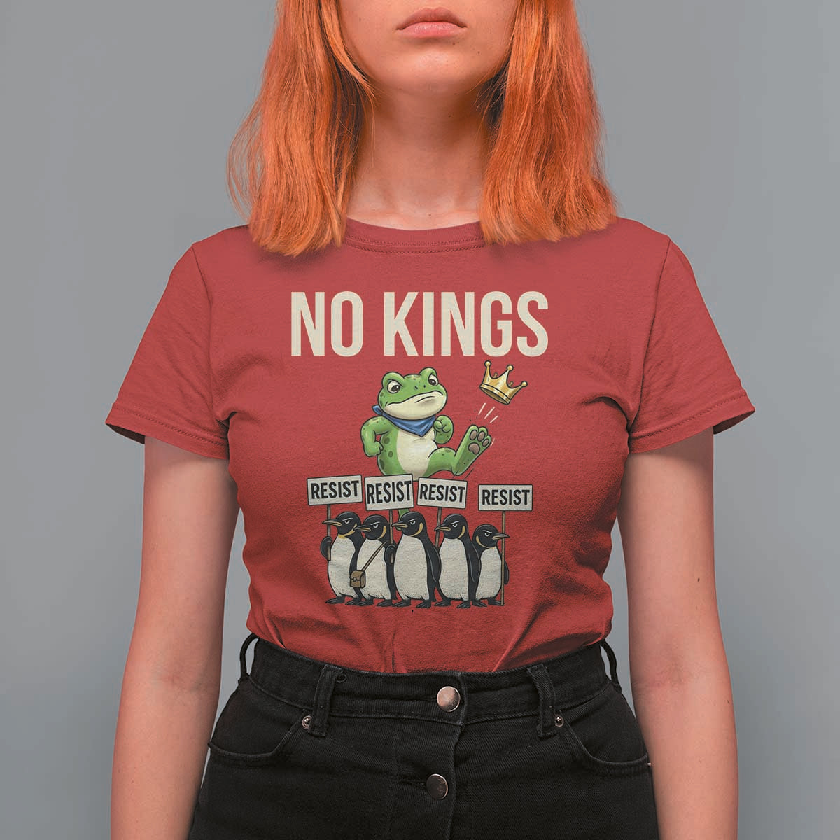 Resist Frog T Shirt For Women No Kings Funny Portland Protest ICE Activist Meme - Wonder Print Shop