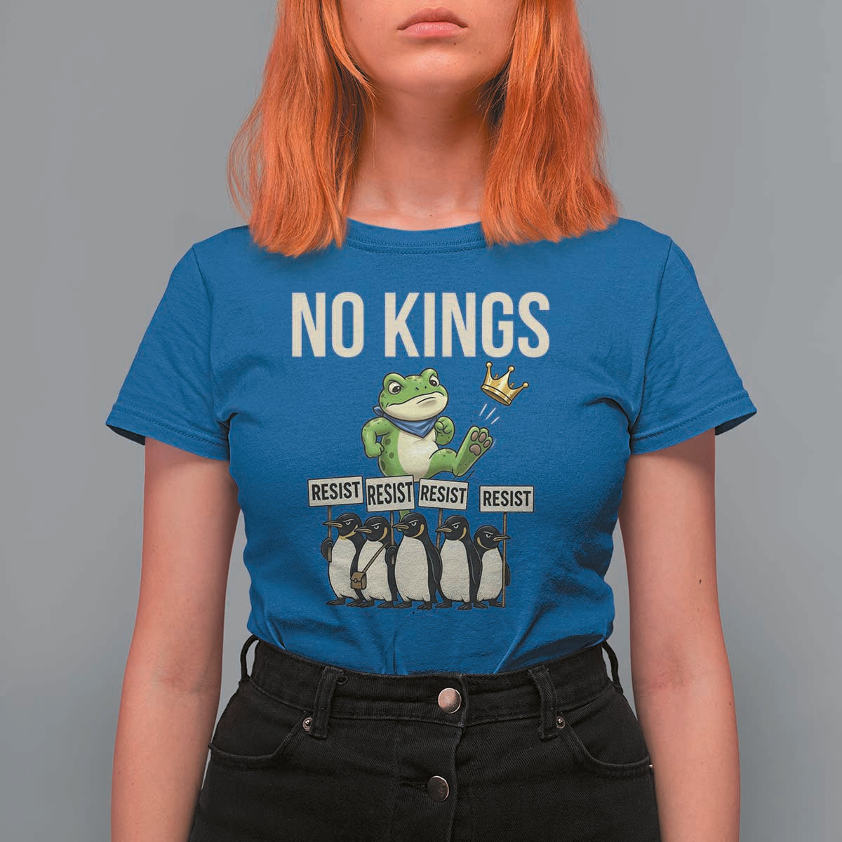 Resist Frog T Shirt For Women No Kings Funny Portland Protest ICE Activist Meme - Wonder Print Shop