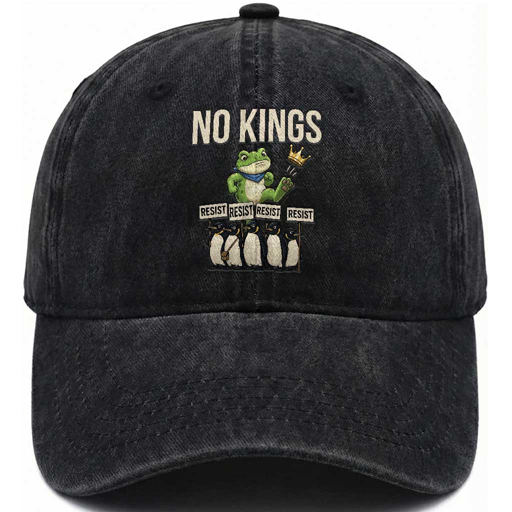 Resist Frog Washed Cotton Baseball Cap No Kings Funny Portland Protest ICE Activist Meme