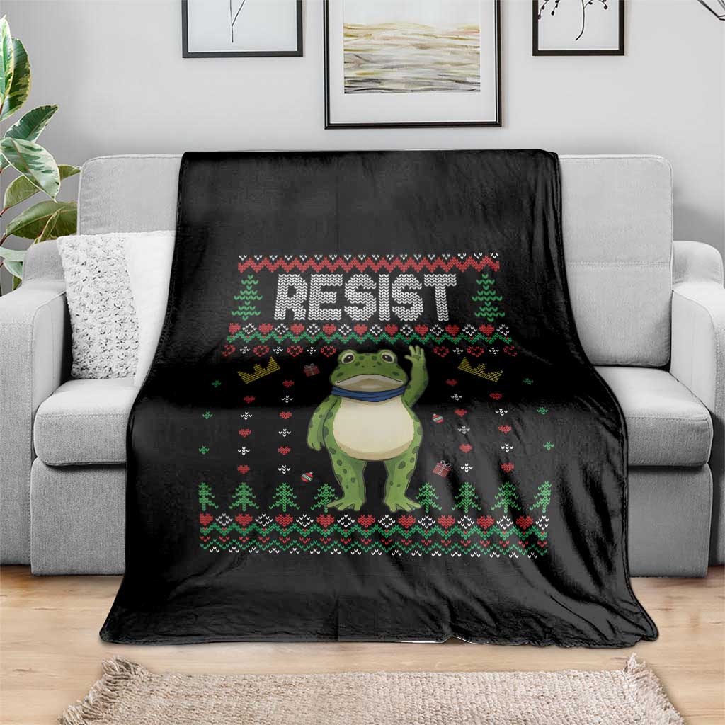 Resist Frog Throw Blanket Funny Portland Protest ICE Activist Meme 2025 - Wonder Print Shop