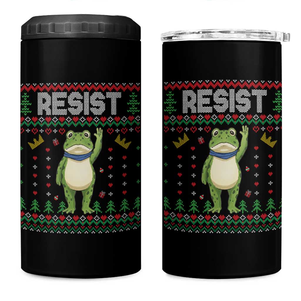 Resist Frog 4 in 1 Can Cooler Tumbler Funny Portland Protest ICE Activist Meme 2025 - Wonder Print Shop
