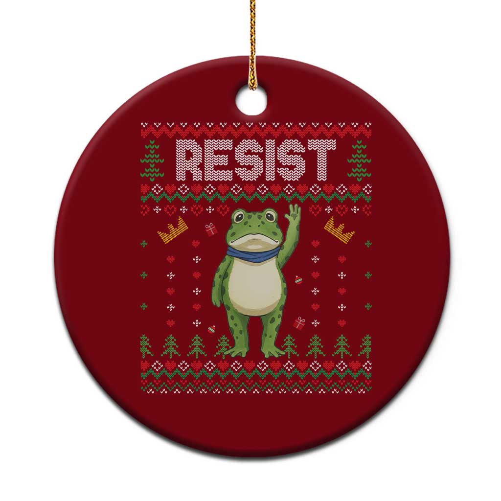 Resist Frog Ceramic Ornament Funny Portland Protest ICE Activist Meme 2025 - Wonder Print Shop