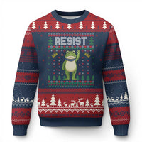 Resist Frog Ugly Christmas Sweater Funny Portland Protest ICE Activist Meme 2025 - Wonder Print Shop