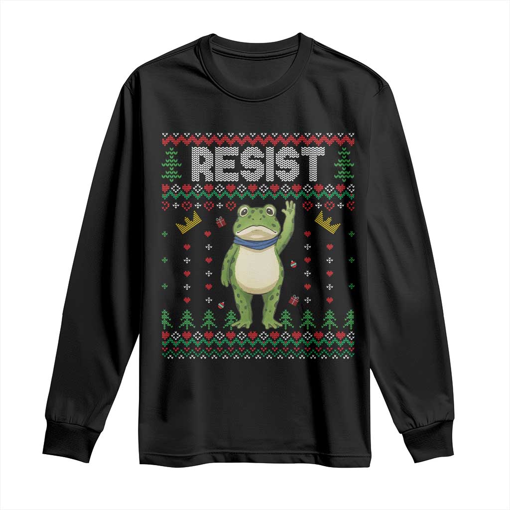 Resist Frog Long Sleeve Shirt Funny Portland Protest ICE Activist Meme 2025 - Wonder Print Shop