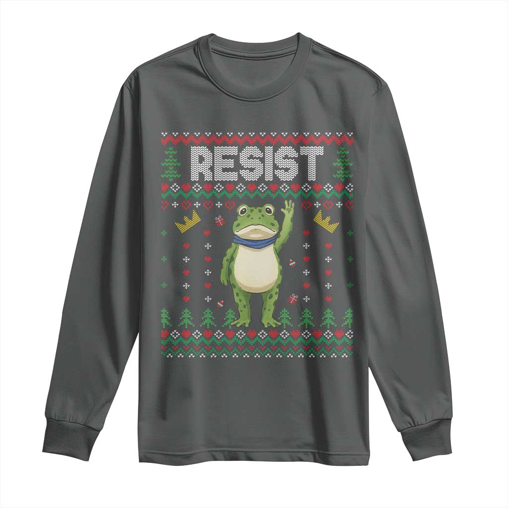 Resist Frog Long Sleeve Shirt Funny Portland Protest ICE Activist Meme 2025 - Wonder Print Shop