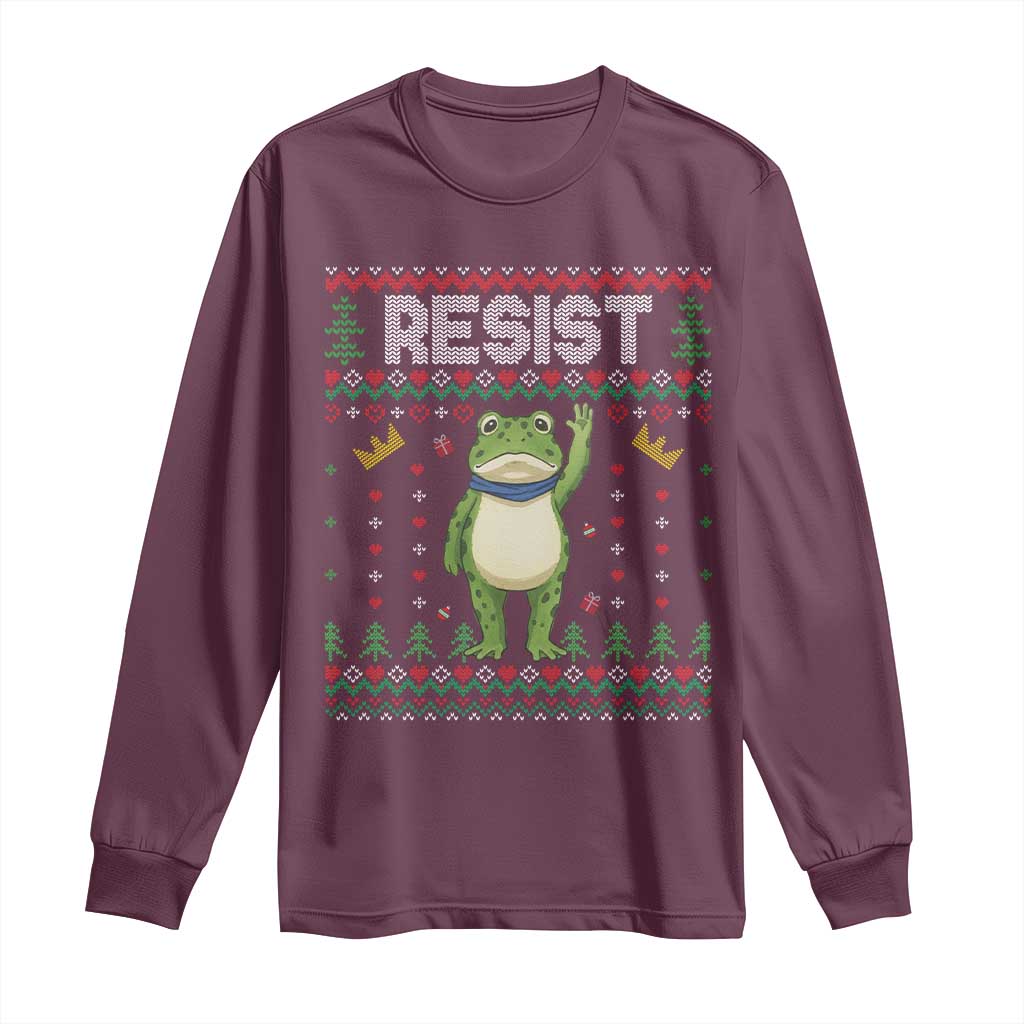 Resist Frog Long Sleeve Shirt Funny Portland Protest ICE Activist Meme 2025 - Wonder Print Shop