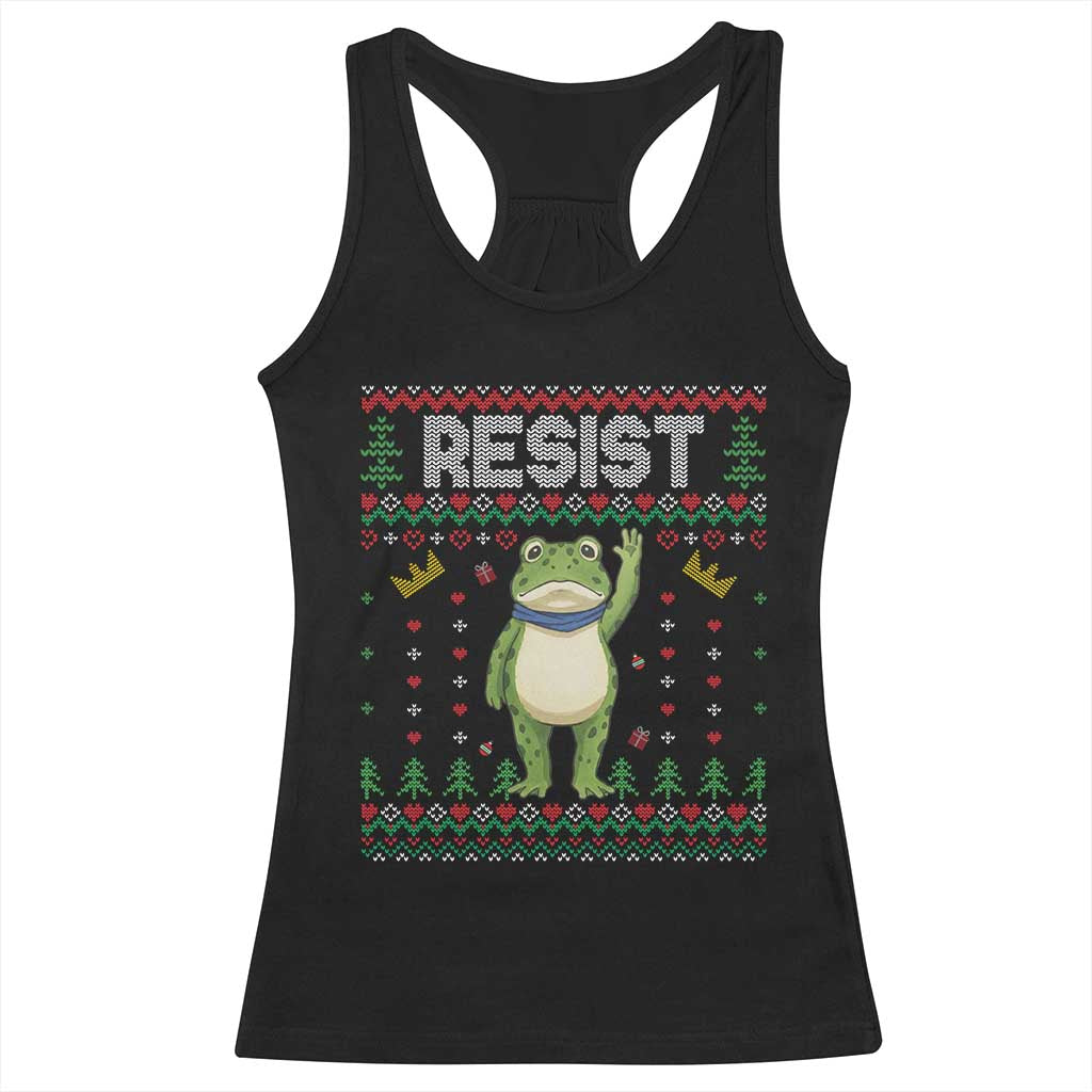 Resist Frog Racerback Tank Top Funny Portland Protest ICE Activist Meme 2025 - Wonder Print Shop
