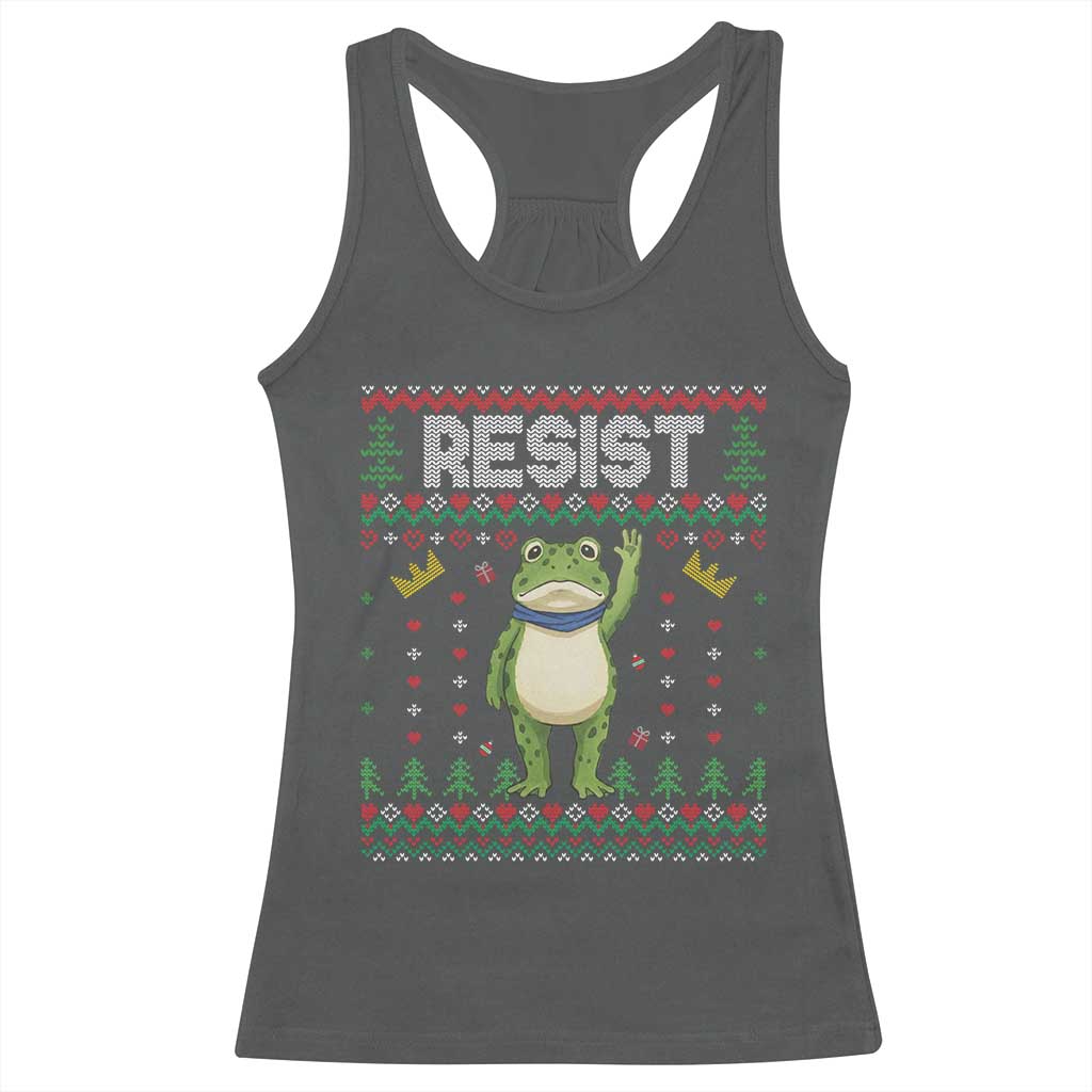 Resist Frog Racerback Tank Top Funny Portland Protest ICE Activist Meme 2025 - Wonder Print Shop