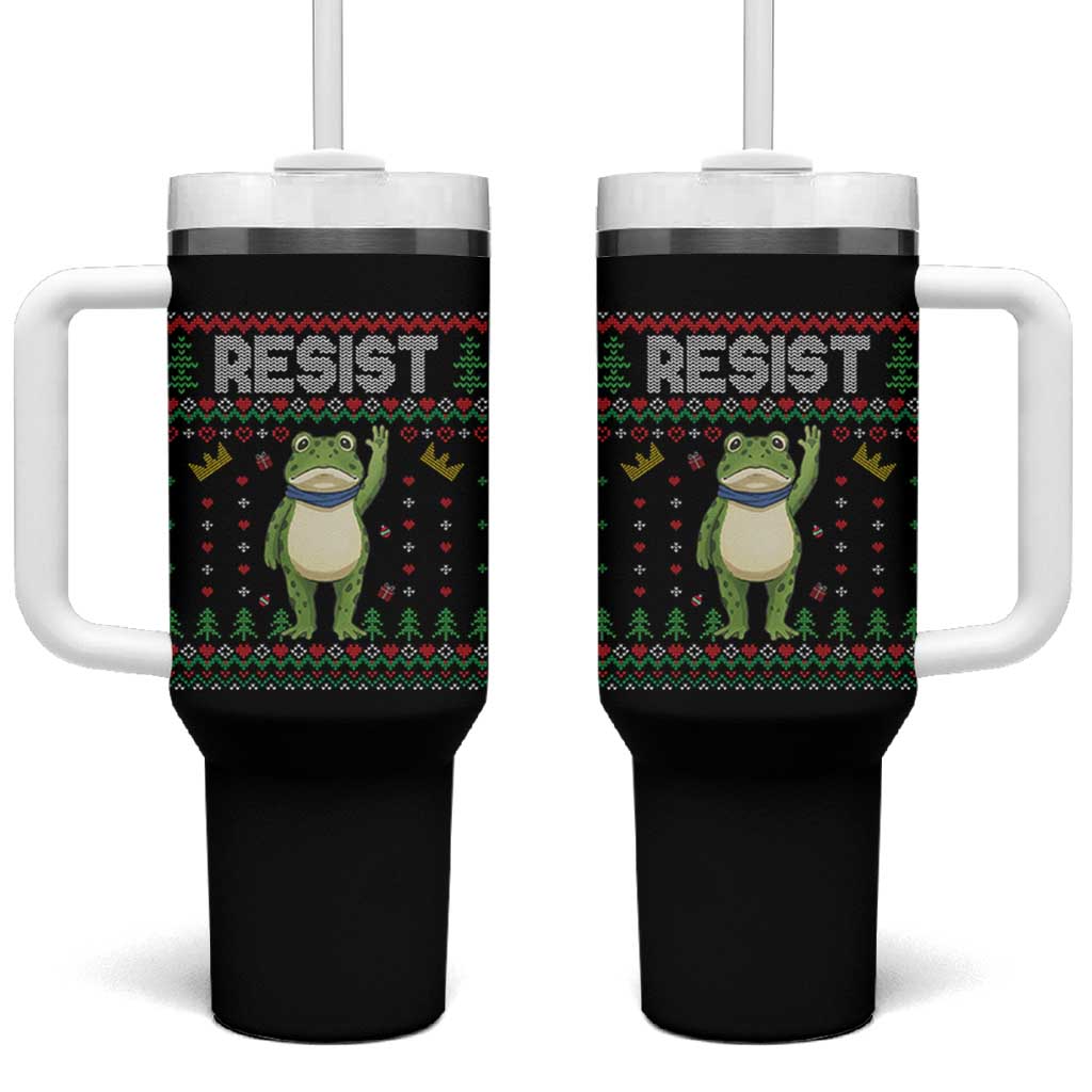 Resist Frog Tumbler With Handle Funny Portland Protest ICE Activist Meme 2025 - Wonder Print Shop