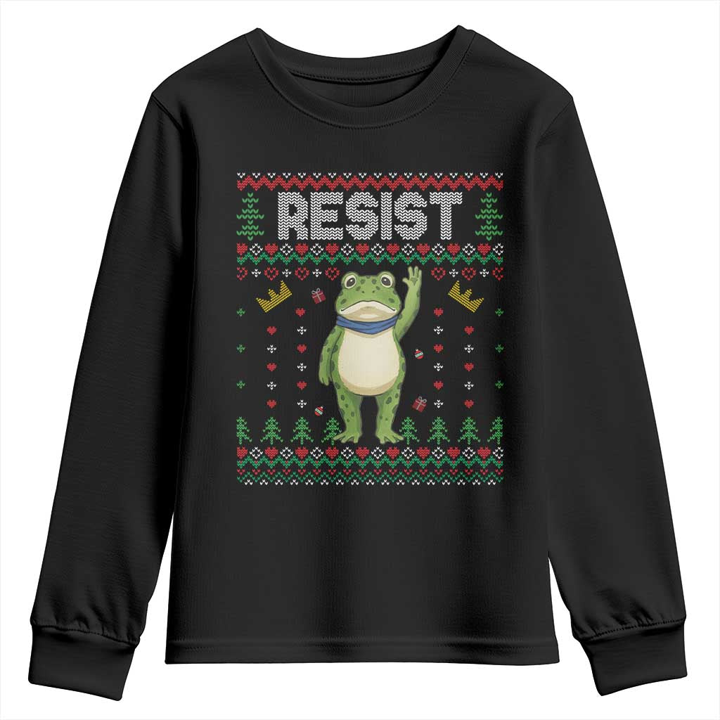 Resist Frog Youth Sweatshirt Funny Portland Protest ICE Activist Meme 2025 - Wonder Print Shop
