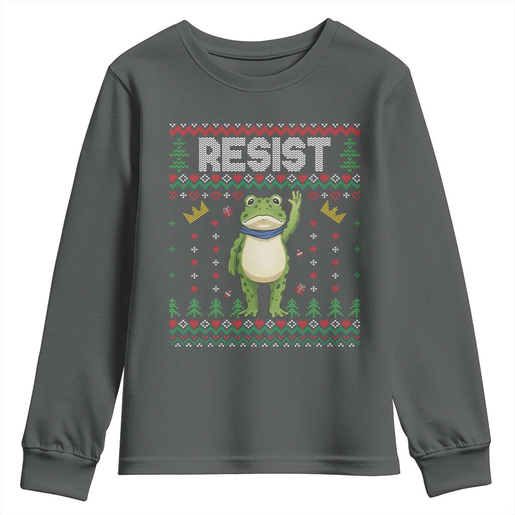 Resist Frog Youth Sweatshirt Funny Portland Protest ICE Activist Meme 2025 - Wonder Print Shop