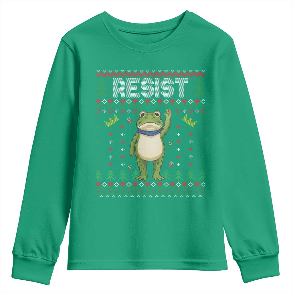 Resist Frog Youth Sweatshirt Funny Portland Protest ICE Activist Meme 2025 - Wonder Print Shop