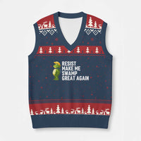 Resist Frog V-Neck Knit Sweater Vest Funny Polittical 2025 Meme - Wonder Print Shop