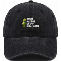 Resist Frog Washed Cotton Baseball Cap Funny Polittical 2025 Meme