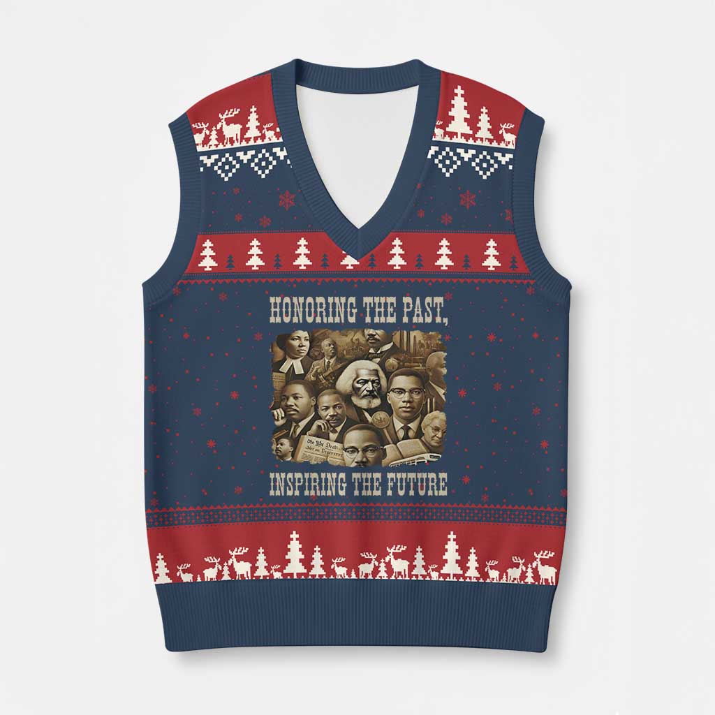 Honoring The Past Inspiring The Future V-Neck Knit Sweater Vest Black History Month - Wonder Print Shop