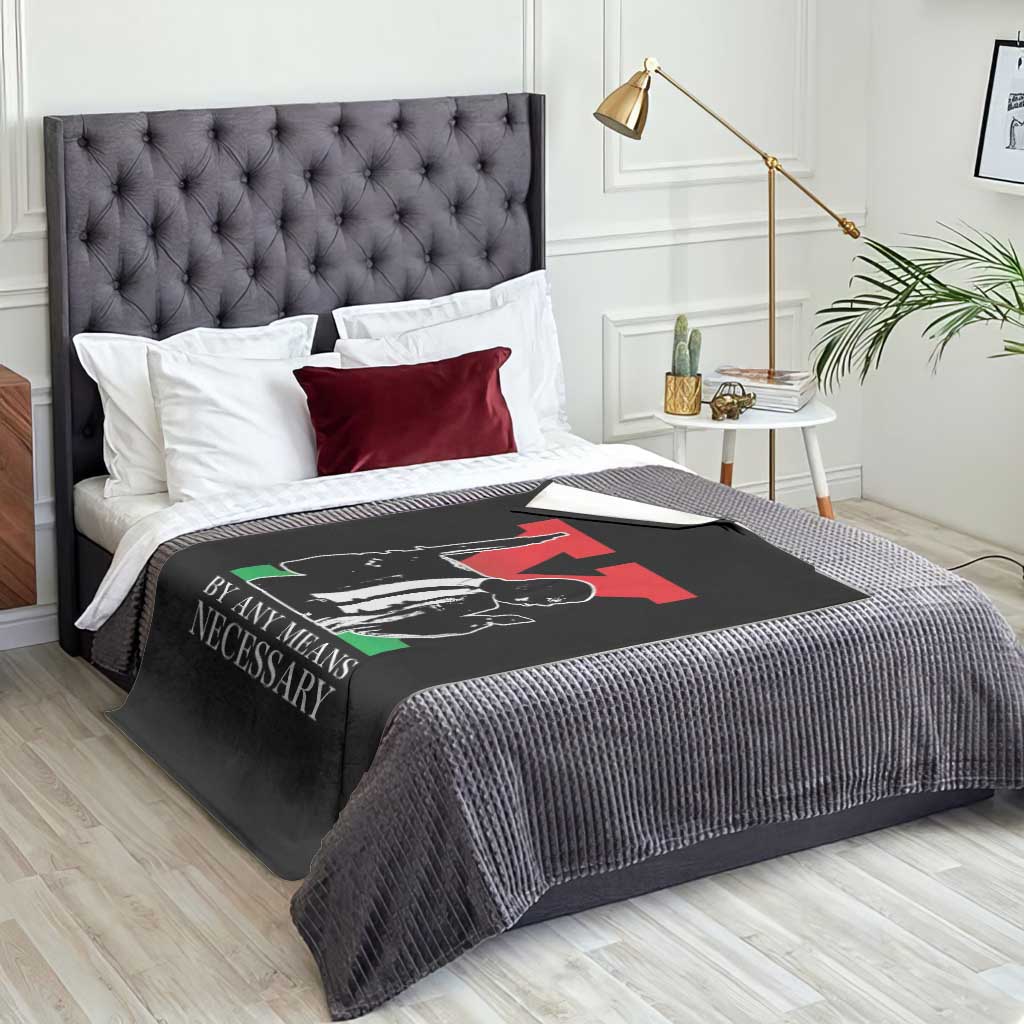 Malcolm X Throw Blanket By Any Means Necessary - Wonder Print Shop