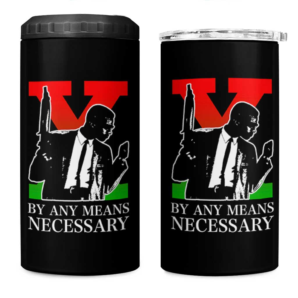 Malcolm X 4 in 1 Can Cooler Tumbler By Any Means Necessary - Wonder Print Shop