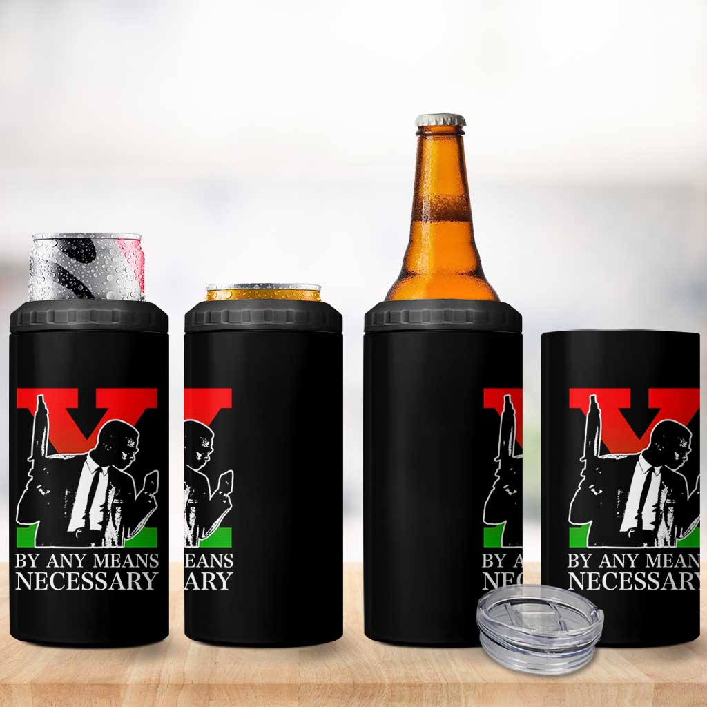 Malcolm X 4 in 1 Can Cooler Tumbler By Any Means Necessary - Wonder Print Shop