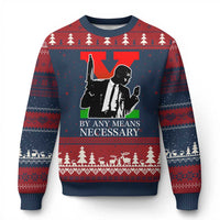 Malcolm X Ugly Christmas Sweater By Any Means Necessary - Wonder Print Shop