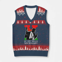 Malcolm X V-Neck Knit Sweater Vest By Any Means Necessary - Wonder Print Shop