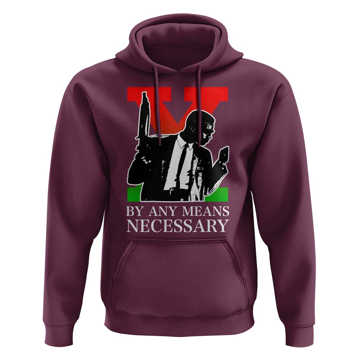 Malcolm X Hoodie By Any Means Necessary - Wonder Print Shop