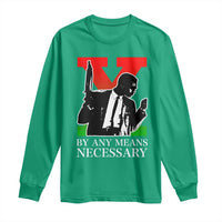 Malcolm X Long Sleeve Shirt By Any Means Necessary - Wonder Print Shop