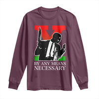 Malcolm X Long Sleeve Shirt By Any Means Necessary - Wonder Print Shop