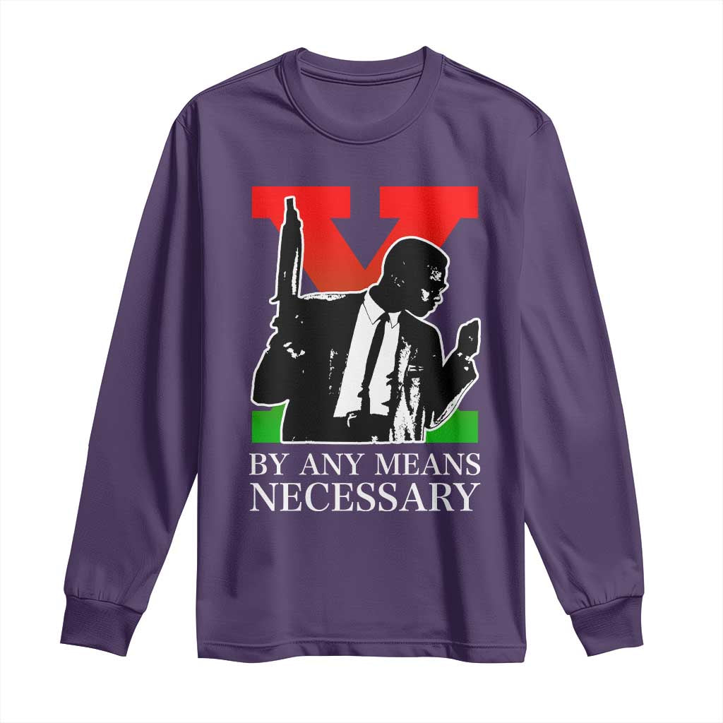 Malcolm X Long Sleeve Shirt By Any Means Necessary - Wonder Print Shop