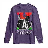 Malcolm X Long Sleeve Shirt By Any Means Necessary - Wonder Print Shop