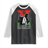 Malcolm X Raglan Shirt By Any Means Necessary - Wonder Print Shop