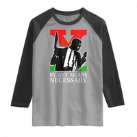 Malcolm X Raglan Shirt By Any Means Necessary - Wonder Print Shop
