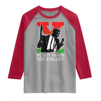 Malcolm X Raglan Shirt By Any Means Necessary - Wonder Print Shop