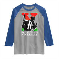 Malcolm X Raglan Shirt By Any Means Necessary - Wonder Print Shop