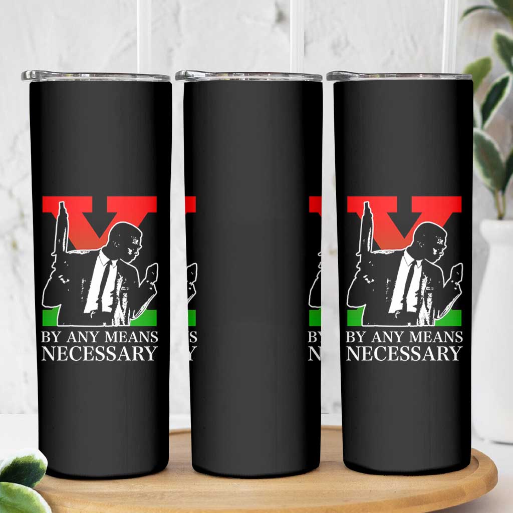 Malcolm X Skinny Tumbler By Any Means Necessary - Wonder Print Shop