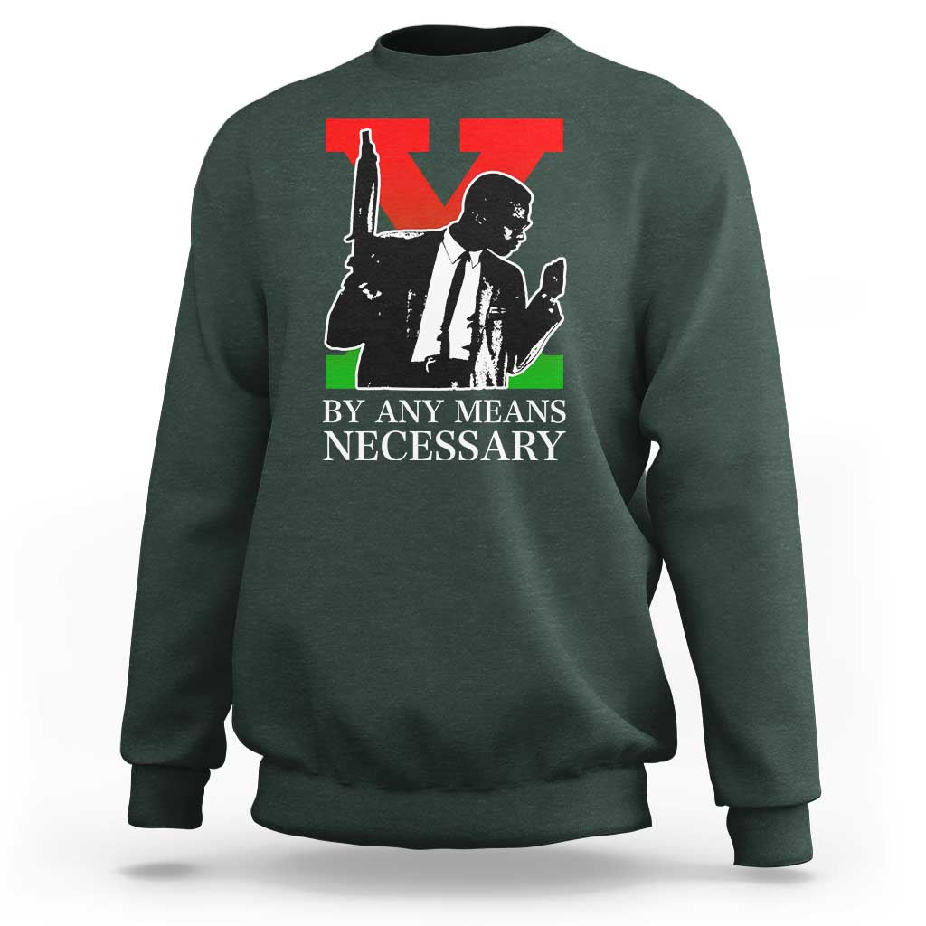 Malcolm X Sweatshirt By Any Means Necessary - Wonder Print Shop