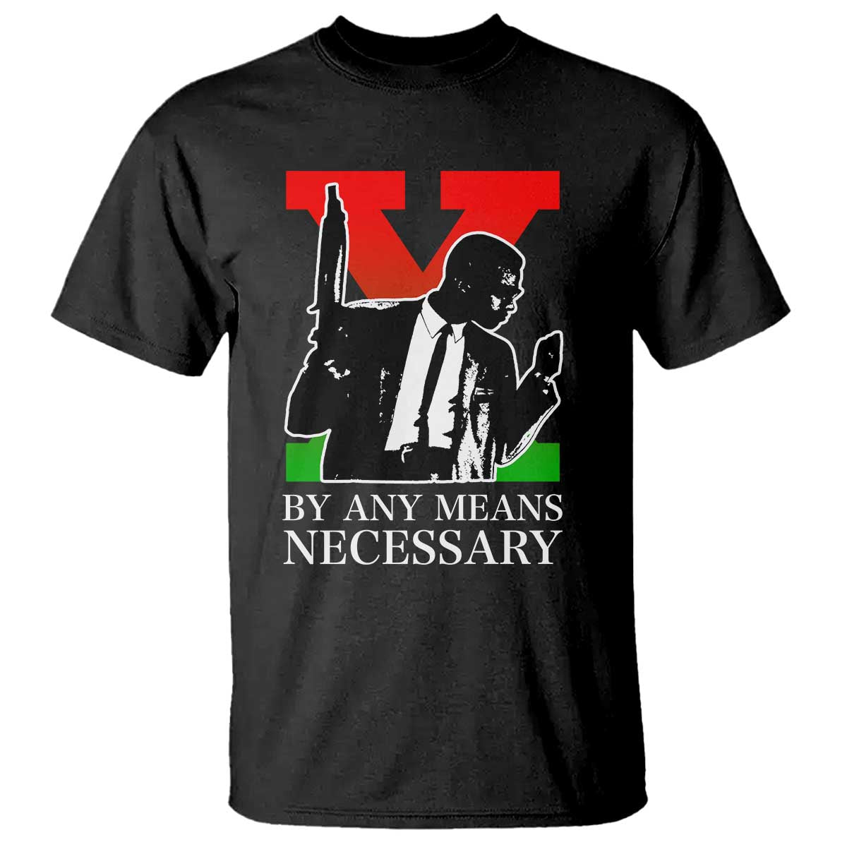 Malcolm X T Shirt By Any Means Necessary - Wonder Print Shop
