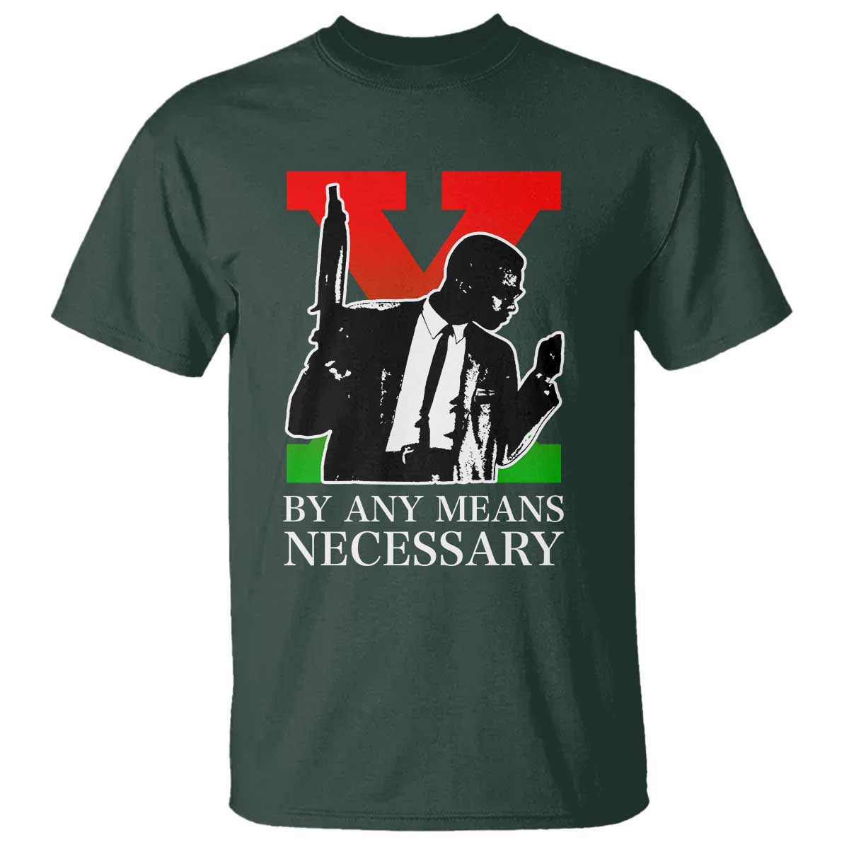 Malcolm X T Shirt By Any Means Necessary - Wonder Print Shop