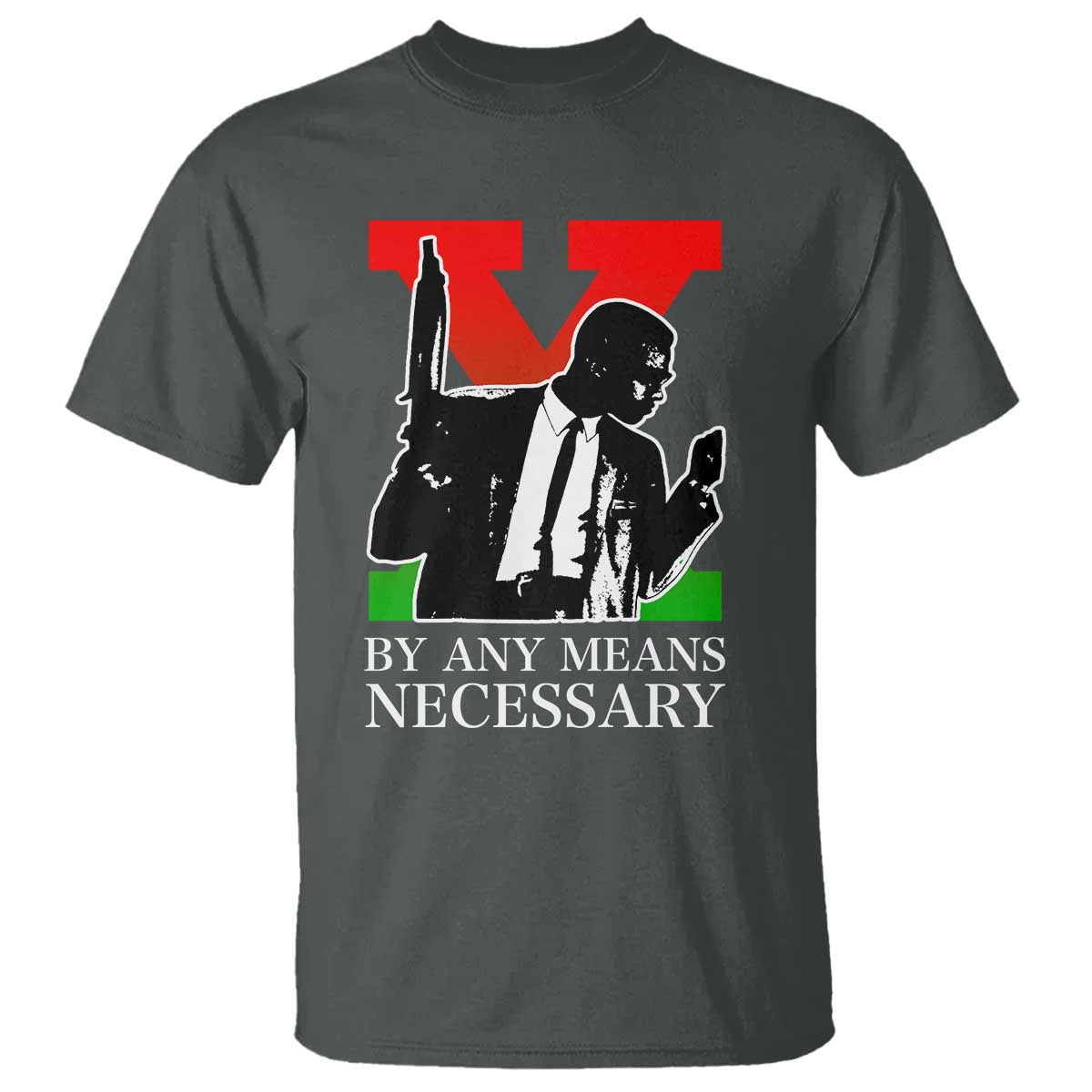 Malcolm X T Shirt By Any Means Necessary - Wonder Print Shop