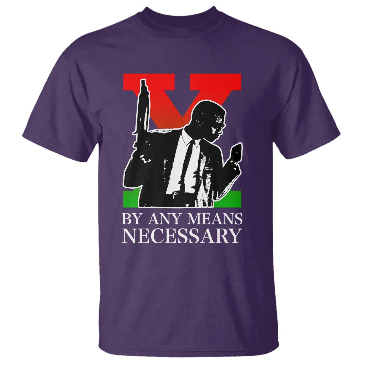 Malcolm X T Shirt By Any Means Necessary - Wonder Print Shop