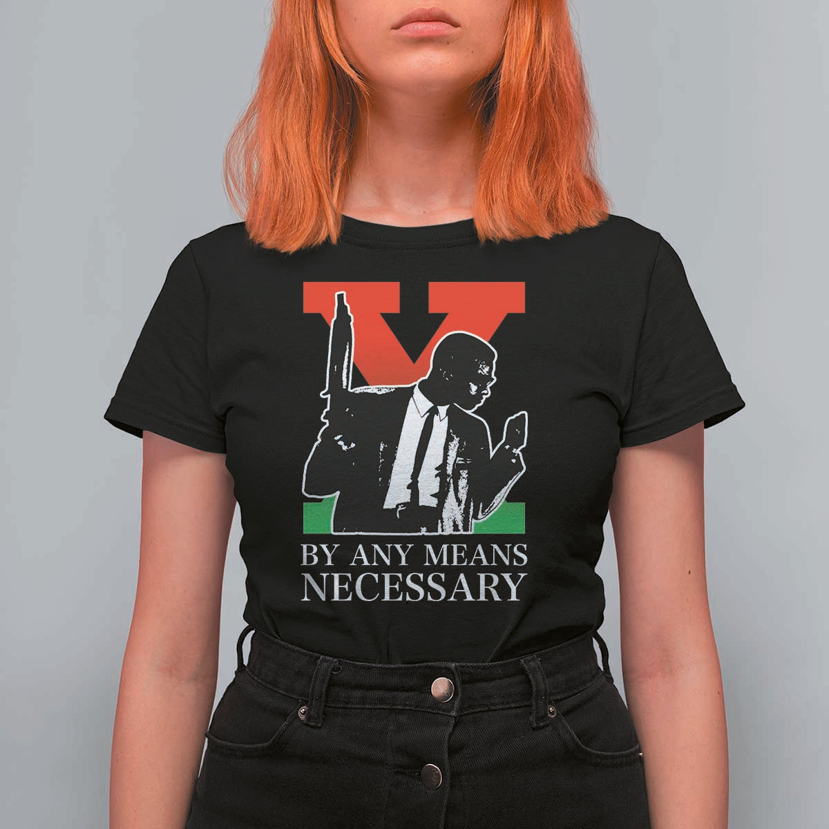 Malcolm X T Shirt For Women By Any Means Necessary - Wonder Print Shop