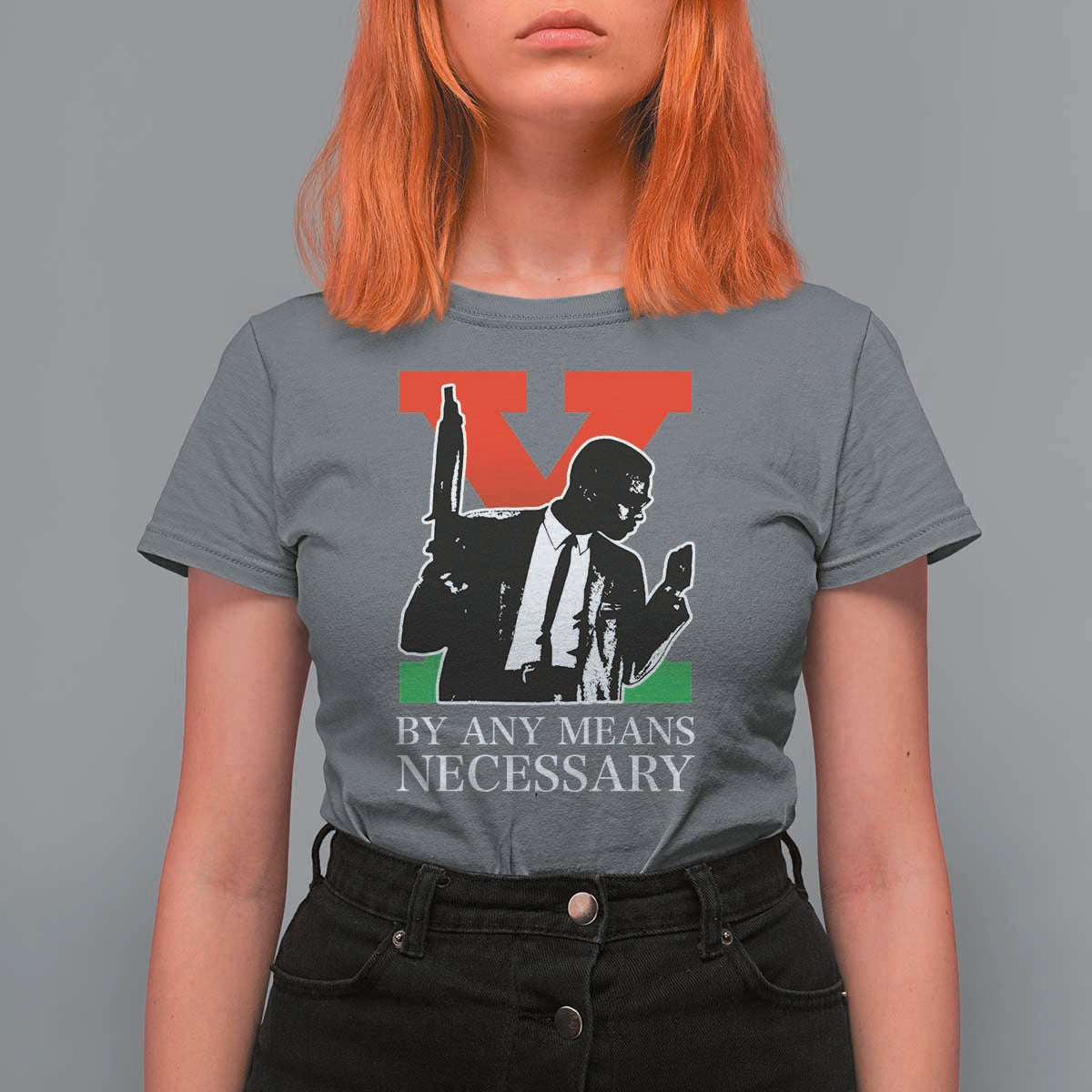 Malcolm X T Shirt For Women By Any Means Necessary - Wonder Print Shop