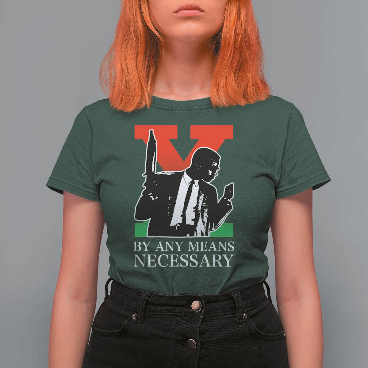 Malcolm X T Shirt For Women By Any Means Necessary - Wonder Print Shop