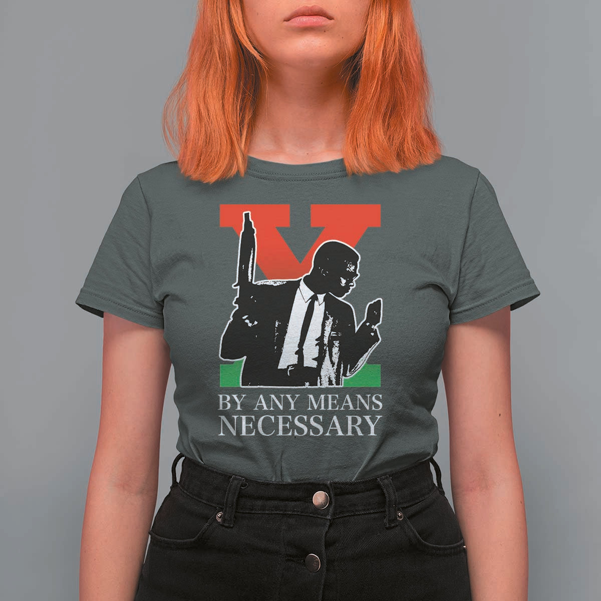 Malcolm X T Shirt For Women By Any Means Necessary - Wonder Print Shop