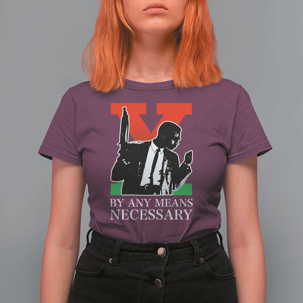 Malcolm X T Shirt For Women By Any Means Necessary - Wonder Print Shop