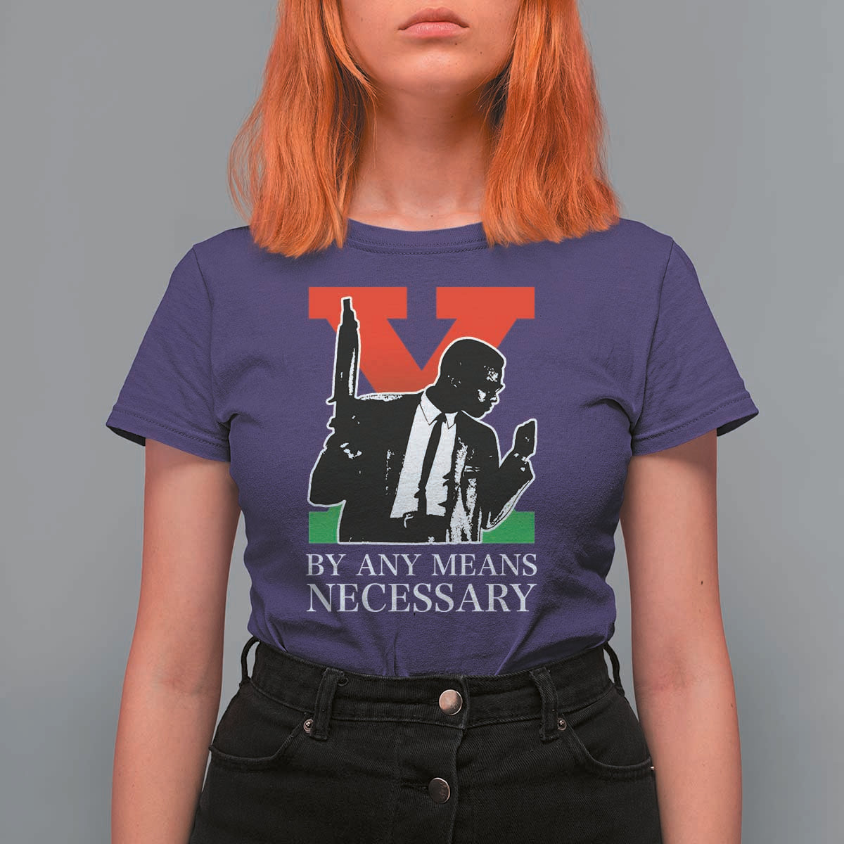 Malcolm X T Shirt For Women By Any Means Necessary - Wonder Print Shop