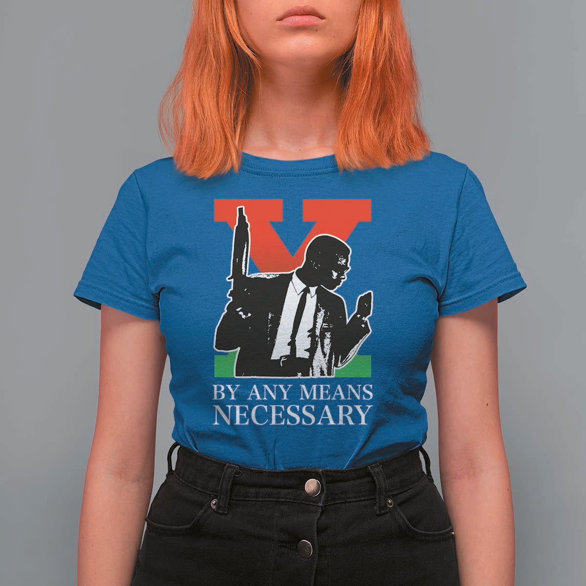 Malcolm X T Shirt For Women By Any Means Necessary - Wonder Print Shop