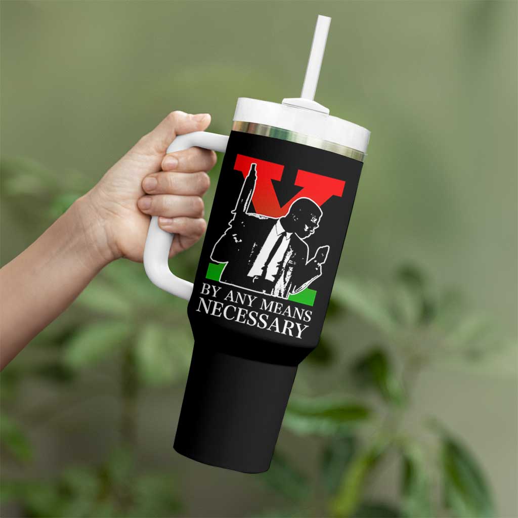 Malcolm X Tumbler With Handle By Any Means Necessary - Wonder Print Shop