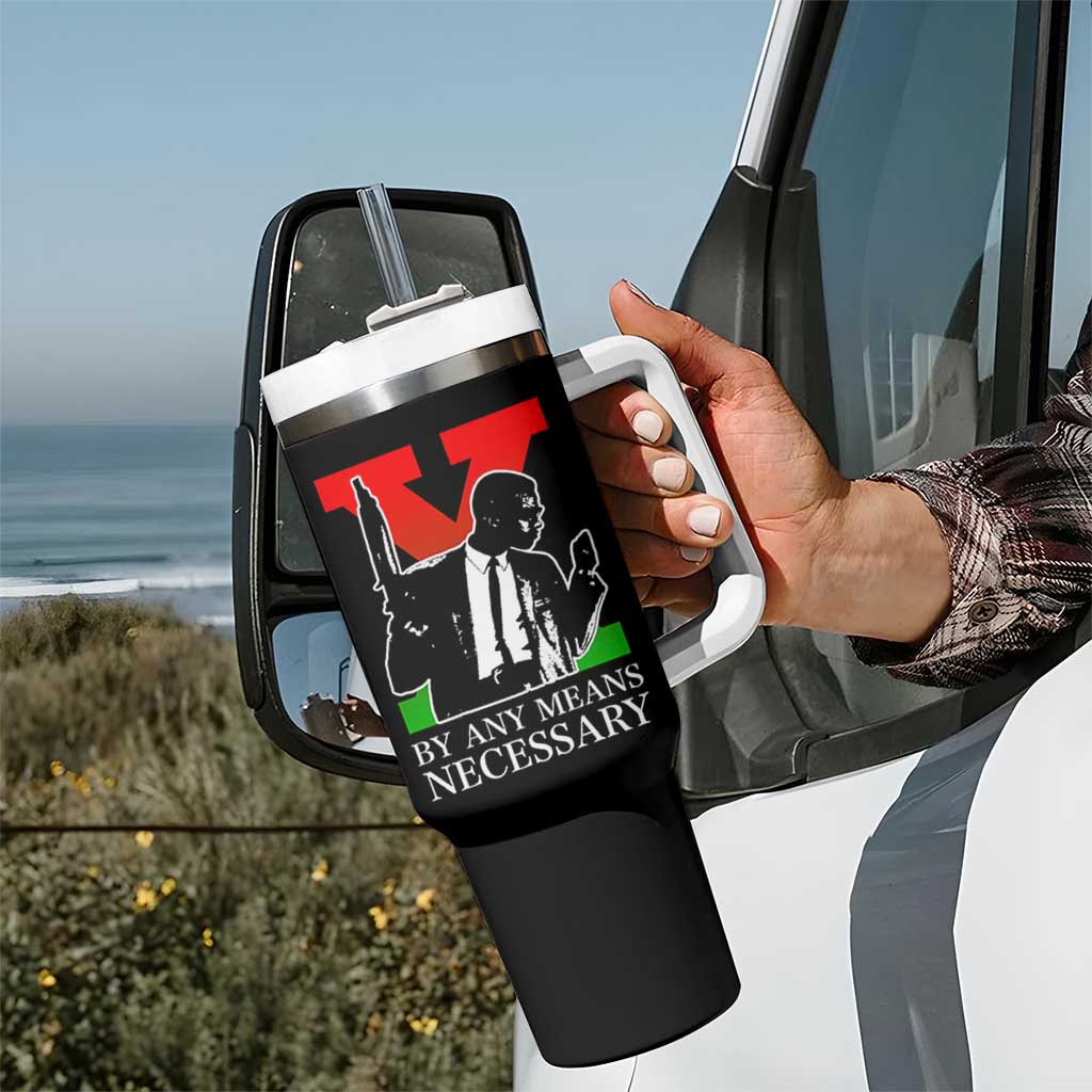 Malcolm X Tumbler With Handle By Any Means Necessary - Wonder Print Shop
